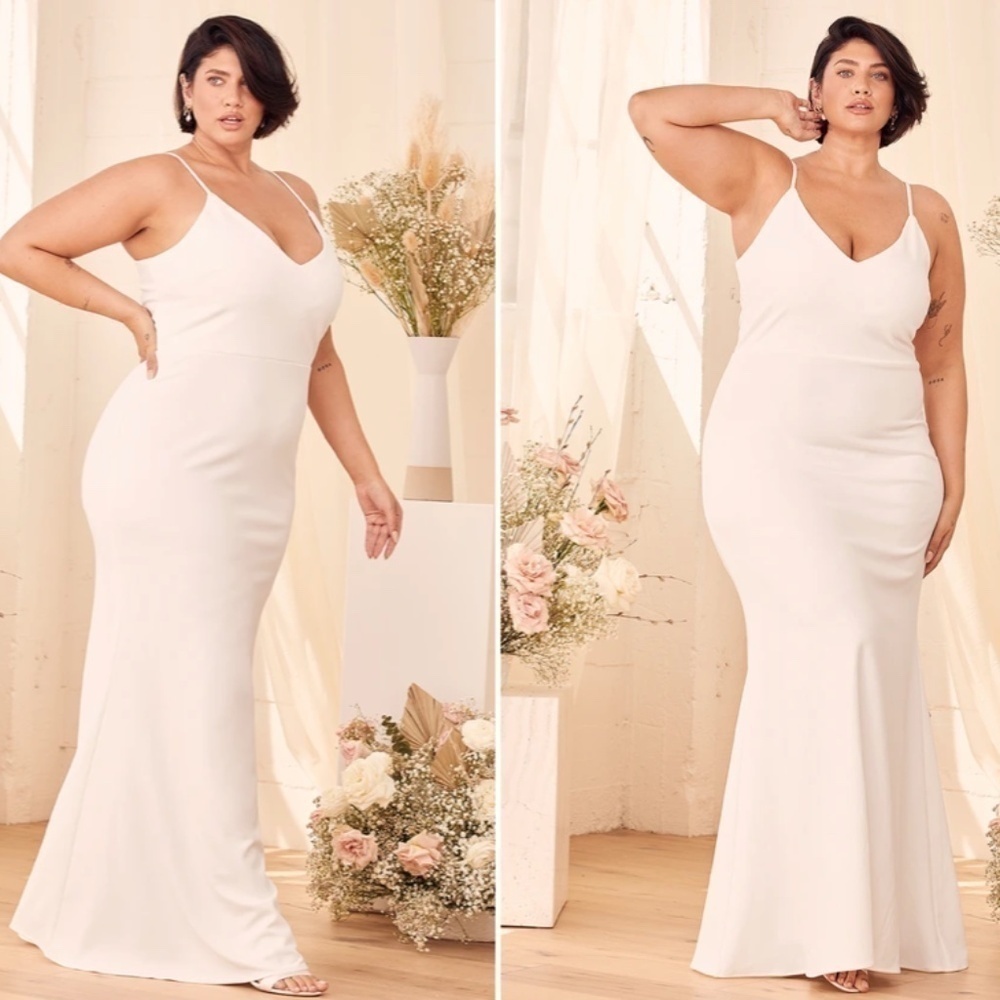 LULU's Bridal Modern Sexy Chic Minimalist Mermaid Trumpet Maxi Dress NWOT